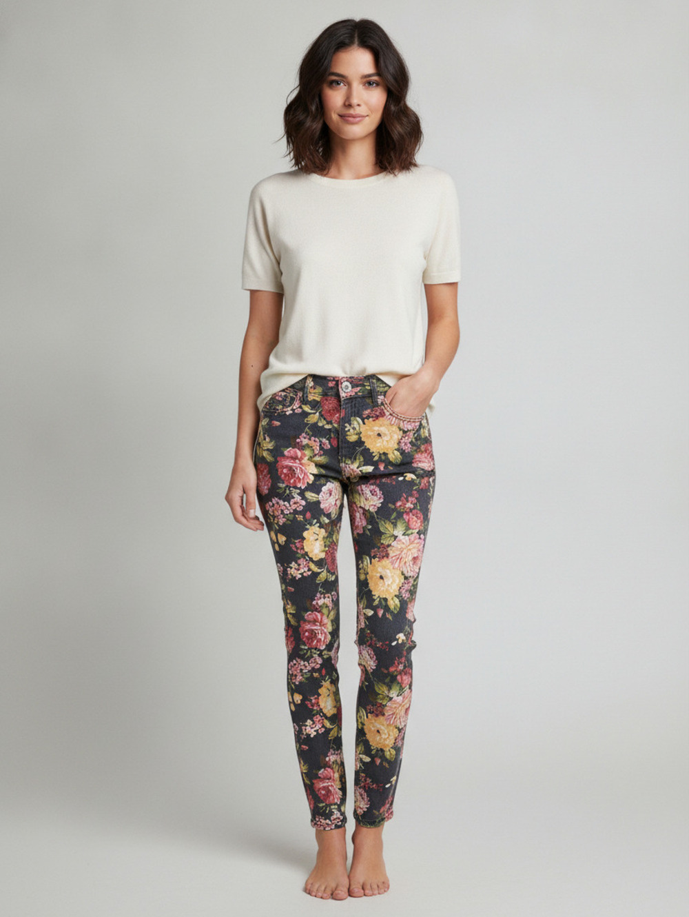 Almost Famous Floral Skinny Jeans Size 1